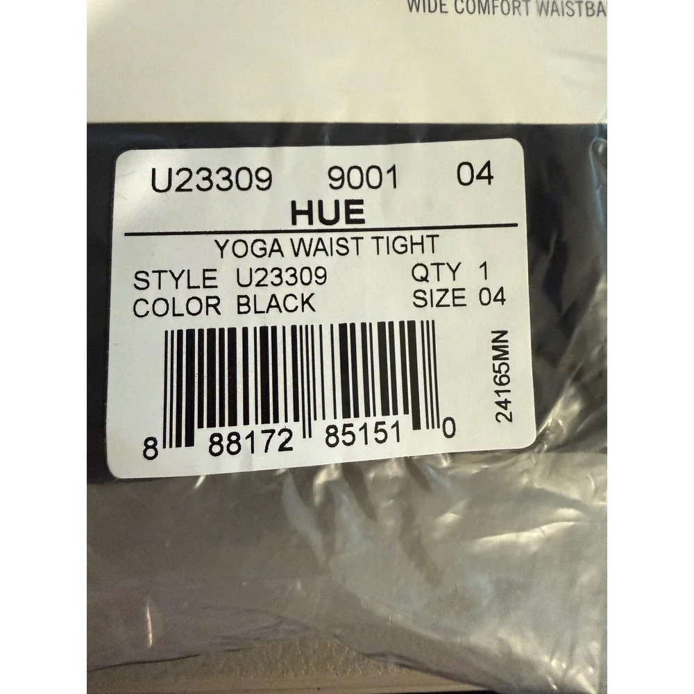 HUE Yoga Waist Tights Womens Size 4 Black Opaque Rib‎ Control Top Leggings